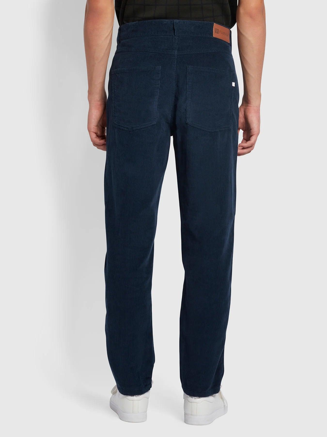 Pantalones Farah Rushmore de Pana Tapered True Navy - ECRU