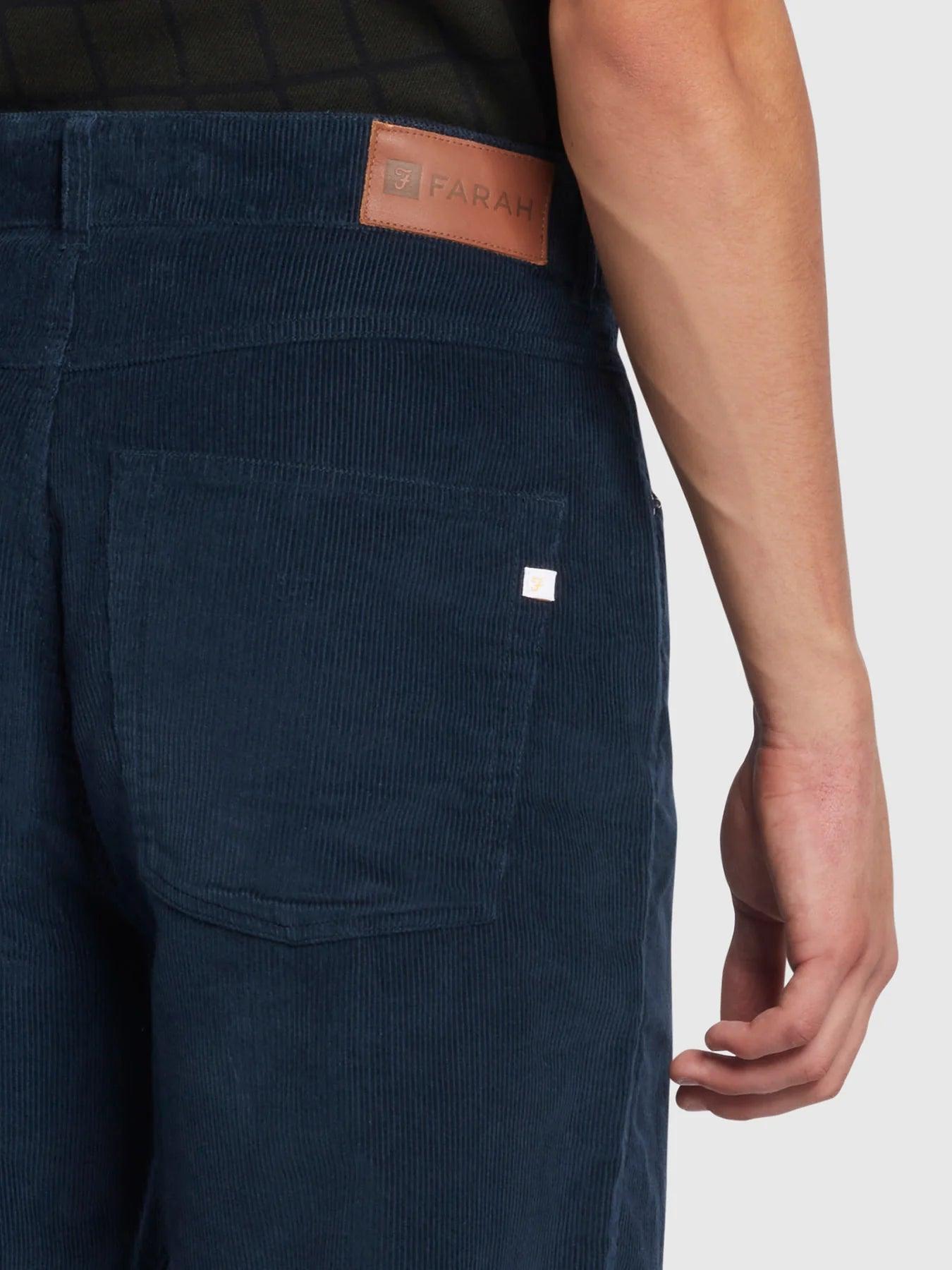 Pantalones Farah Rushmore de Pana Tapered True Navy - ECRU