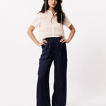 Pantalones FRNCH Nouma Navy Blue - ECRU