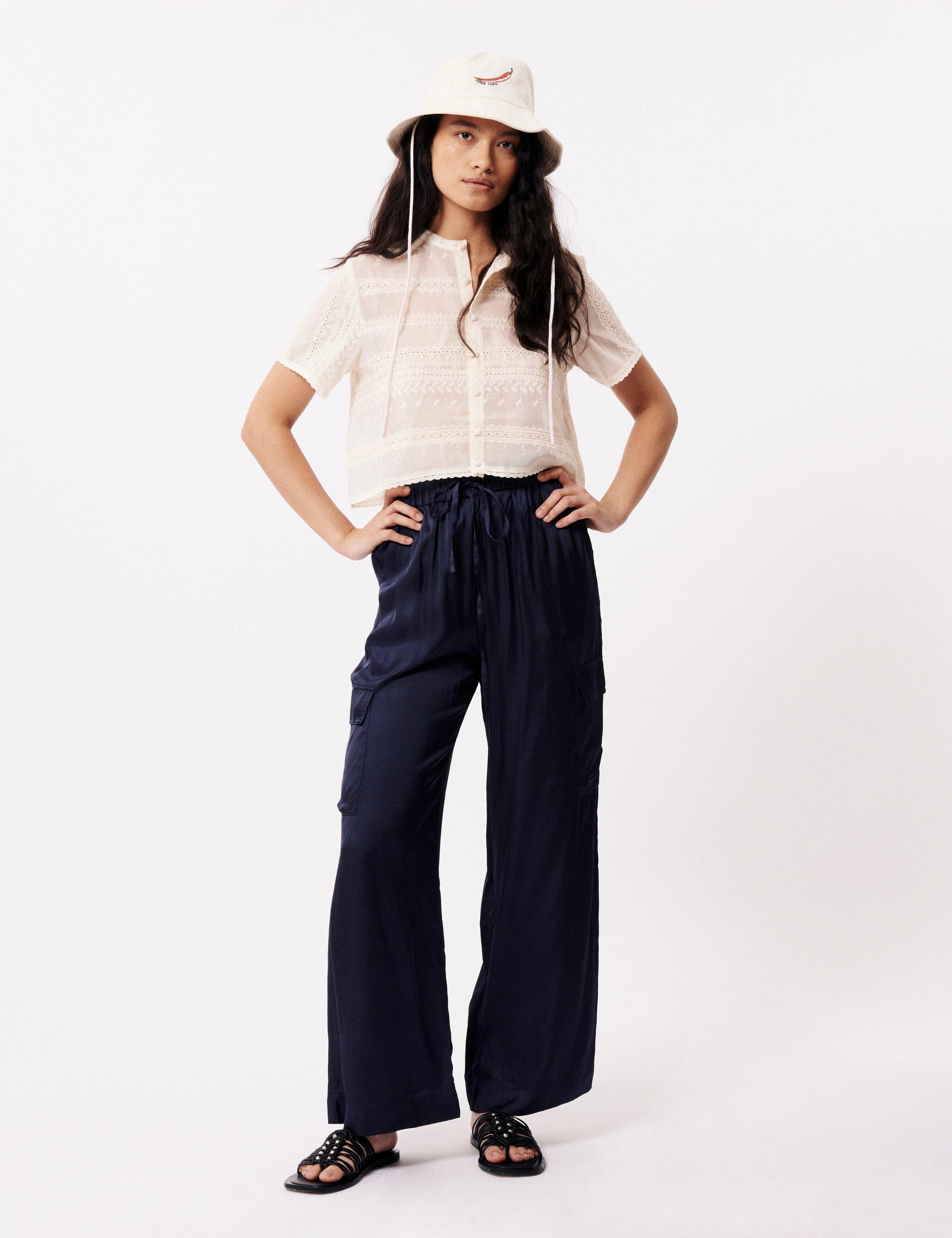 Pantalones FRNCH Nouma Navy Blue - ECRU