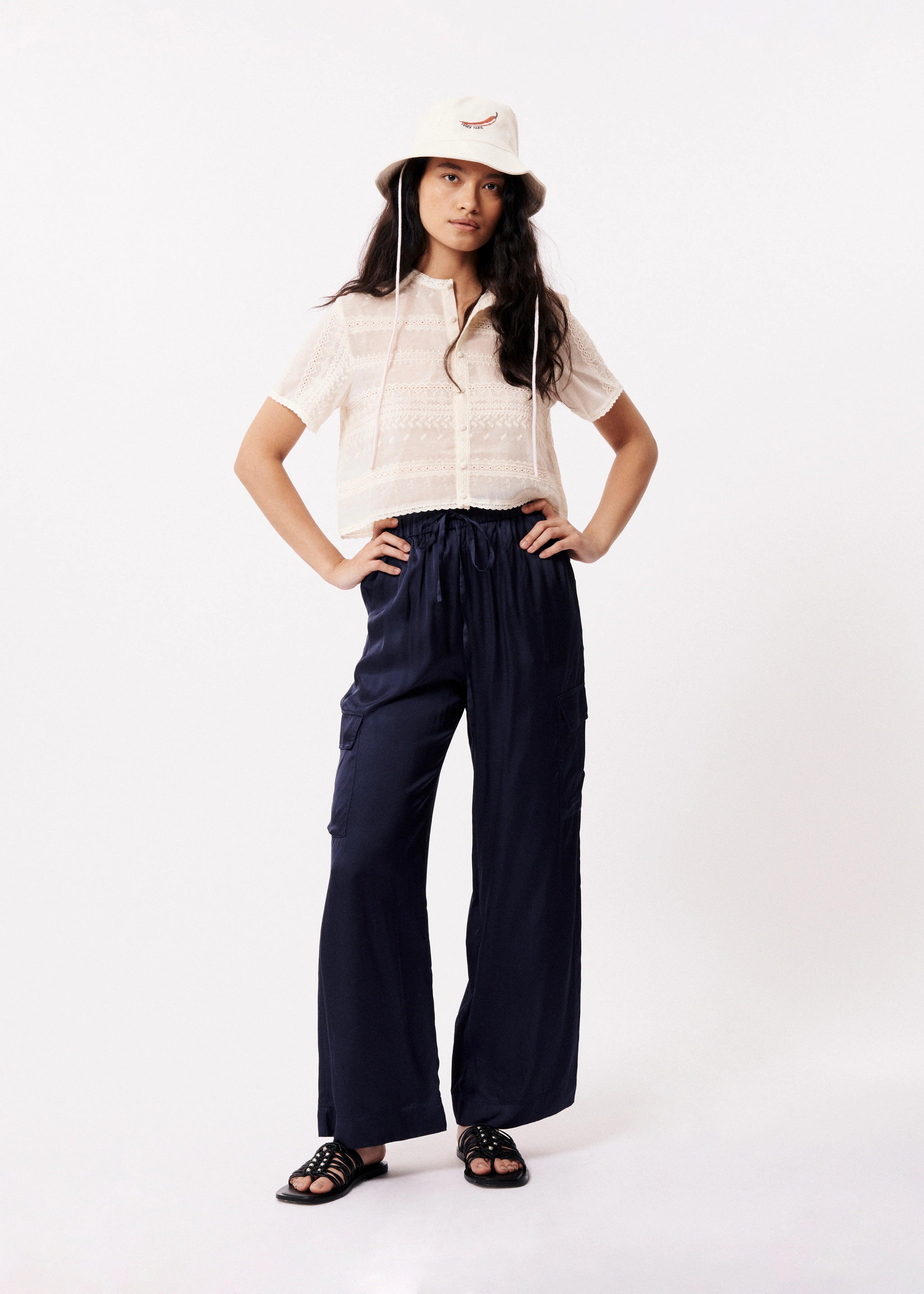 Pantalones FRNCH Nouma Navy Blue - ECRU