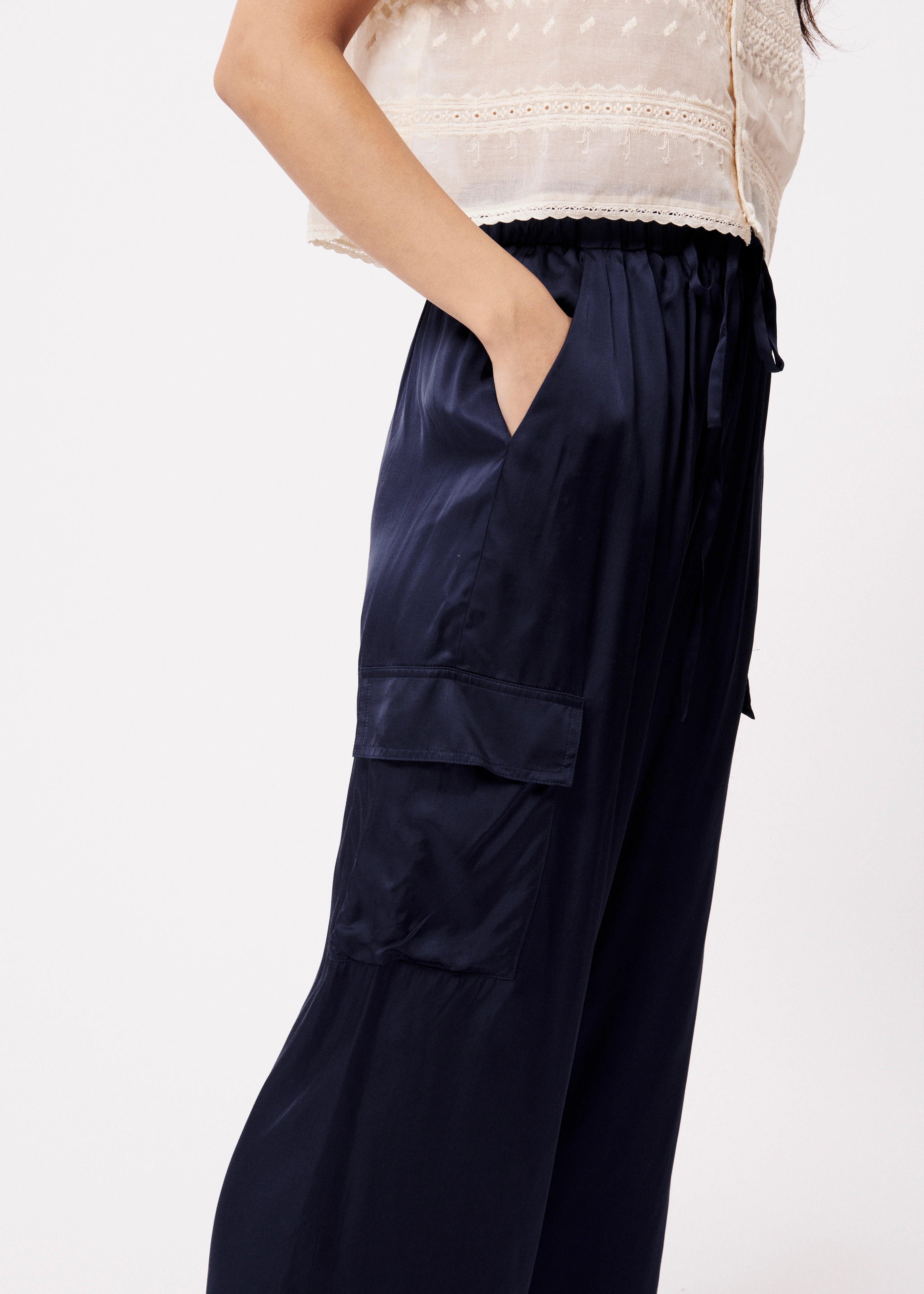 Pantalones FRNCH Nouma Navy Blue - ECRU