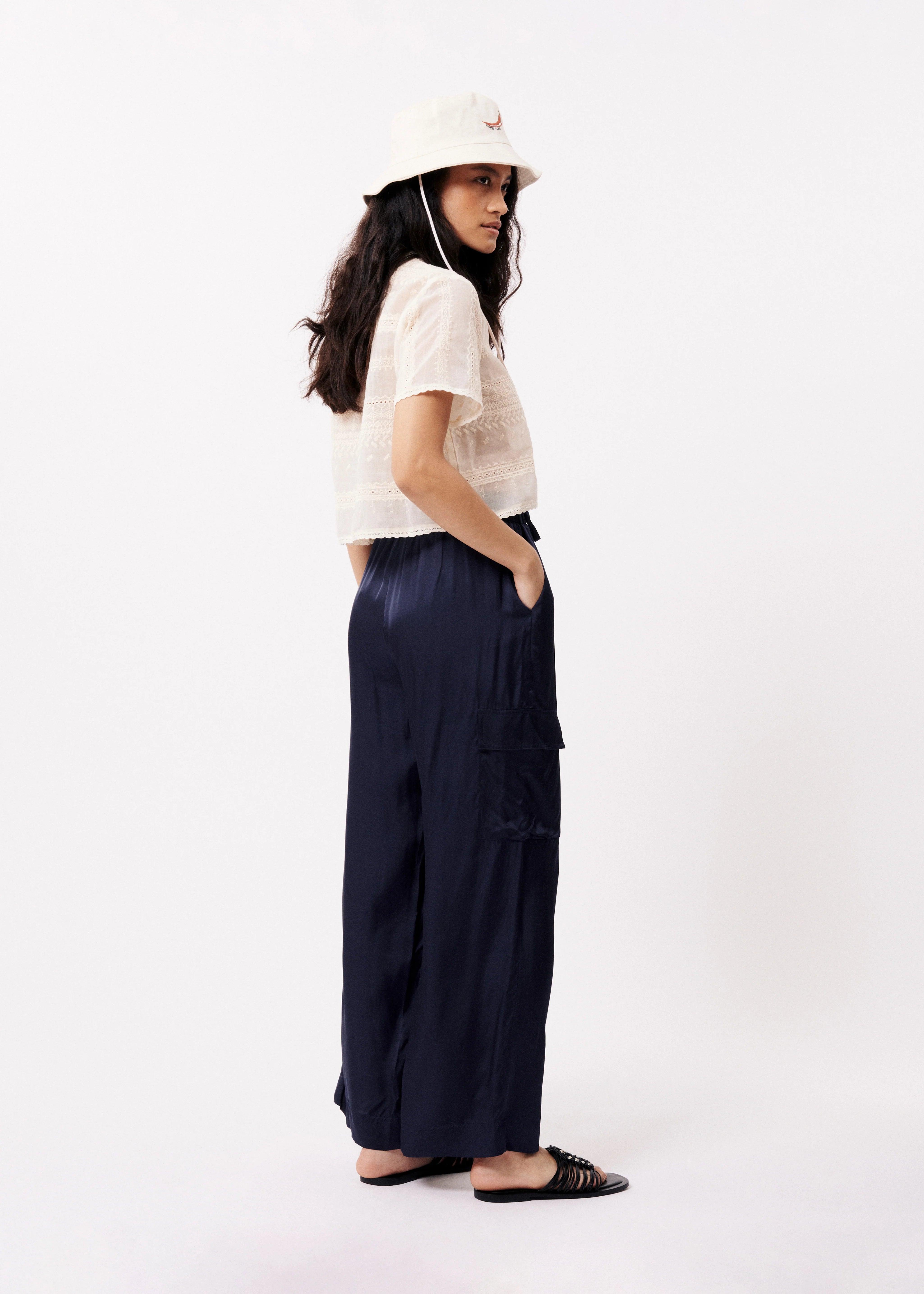 Pantalones FRNCH Nouma Navy Blue - ECRU