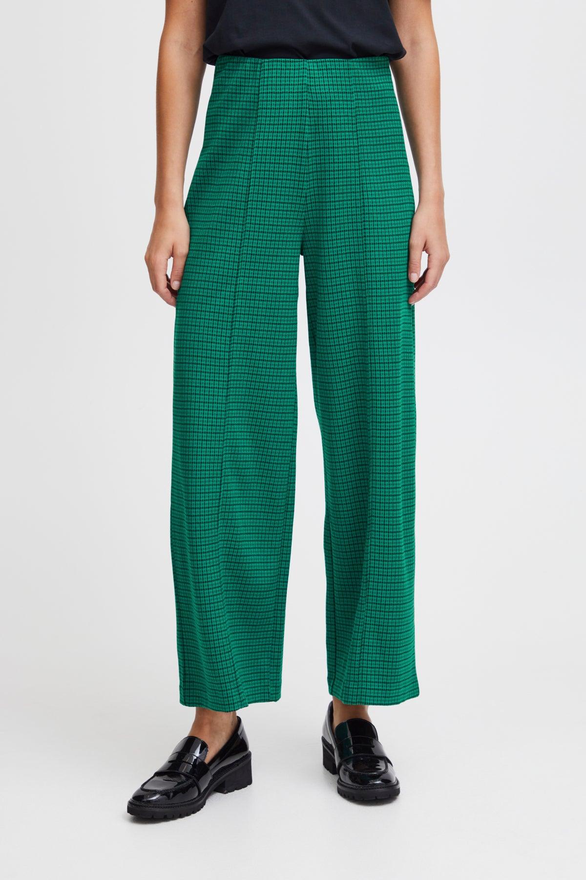 Pantalones ICHI Kate Cameleon Cadmium Green - ECRU