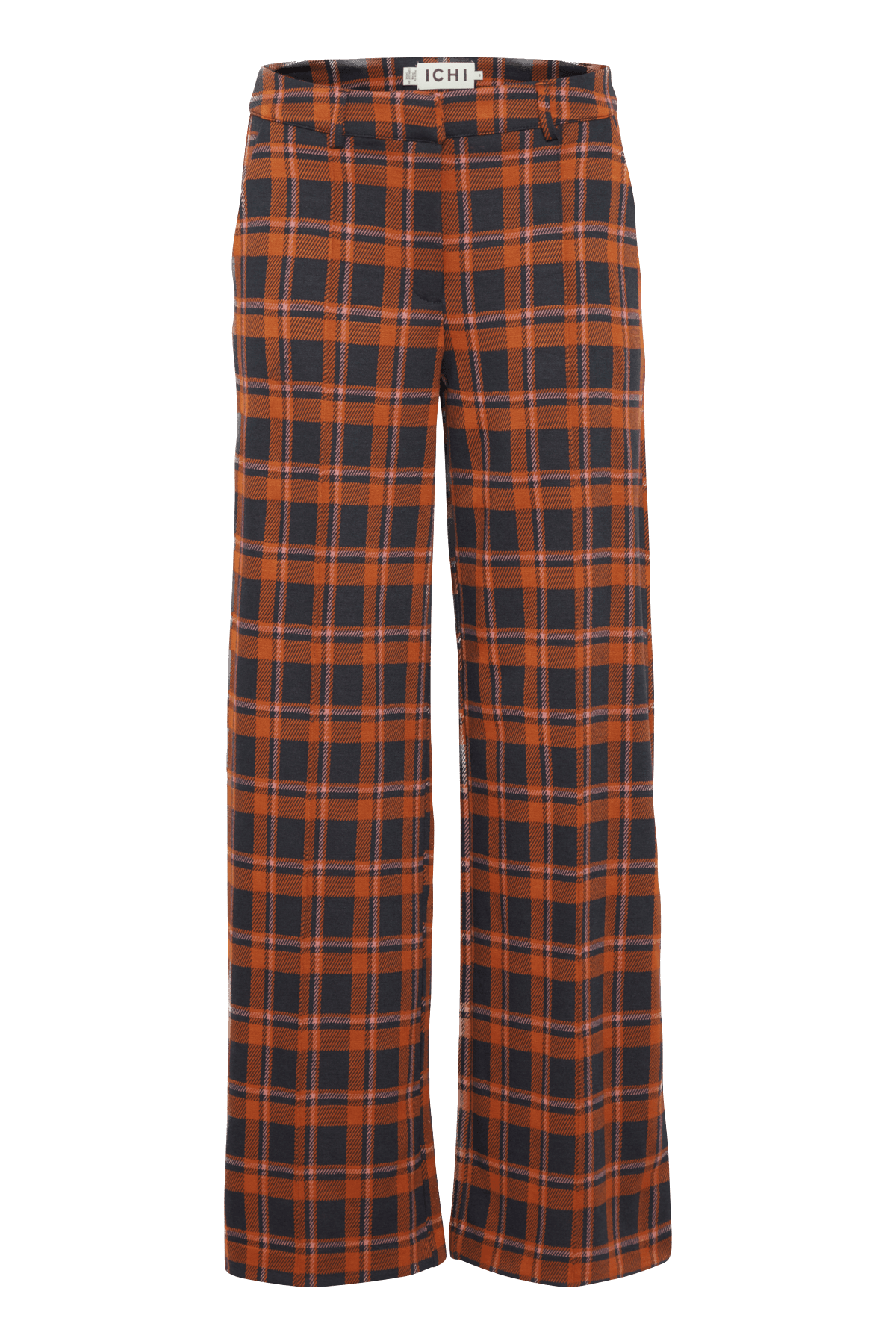 Pantalones ICHI Kate Checko Total Eclipse - ECRU