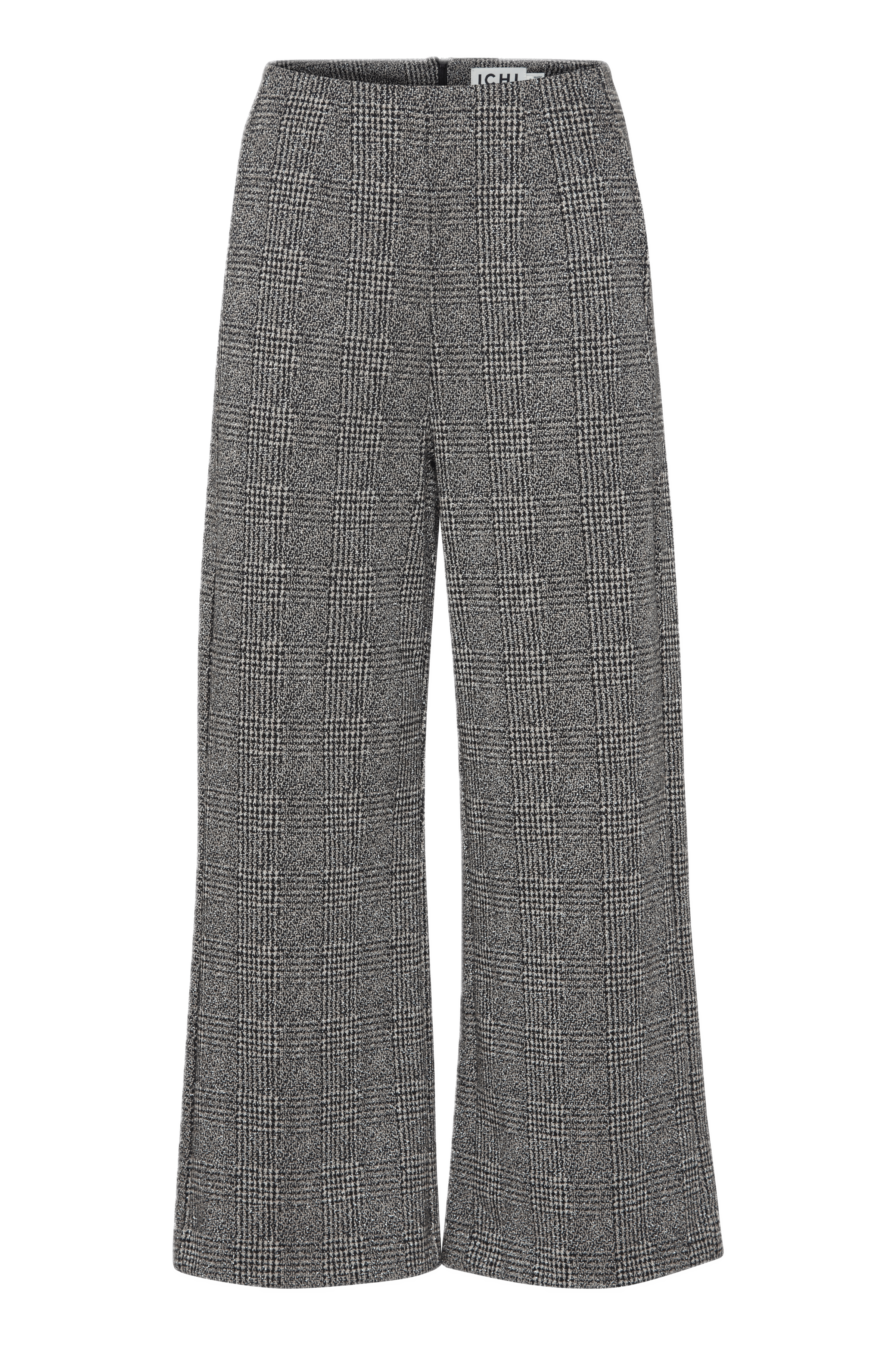 Pantalones ICHI Kate Lurex Mixture Wide Black - ECRU