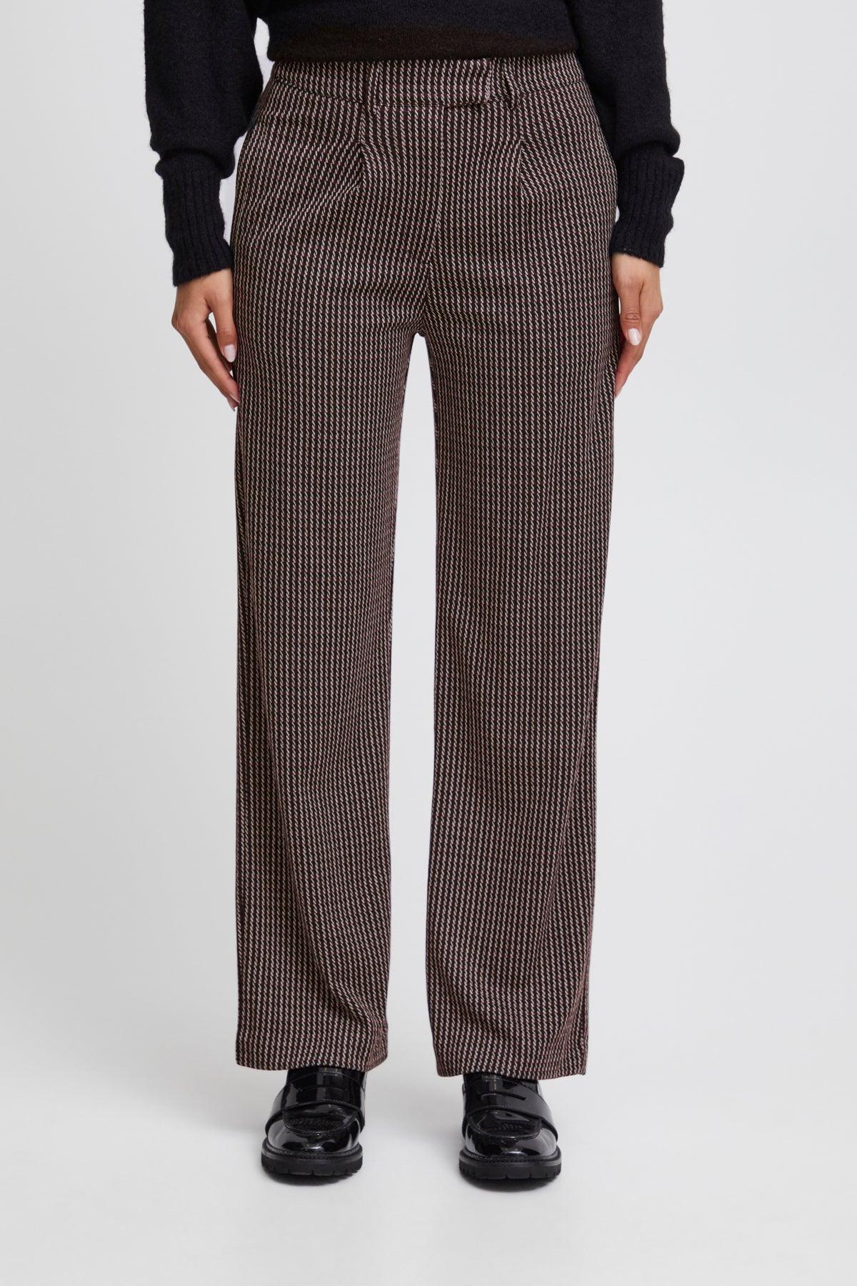 Pantalones ICHI Kate Structure Port Royale - ECRU