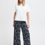 Pantalones ICHI Kate Total Eclipse Zebra Flower - ECRU