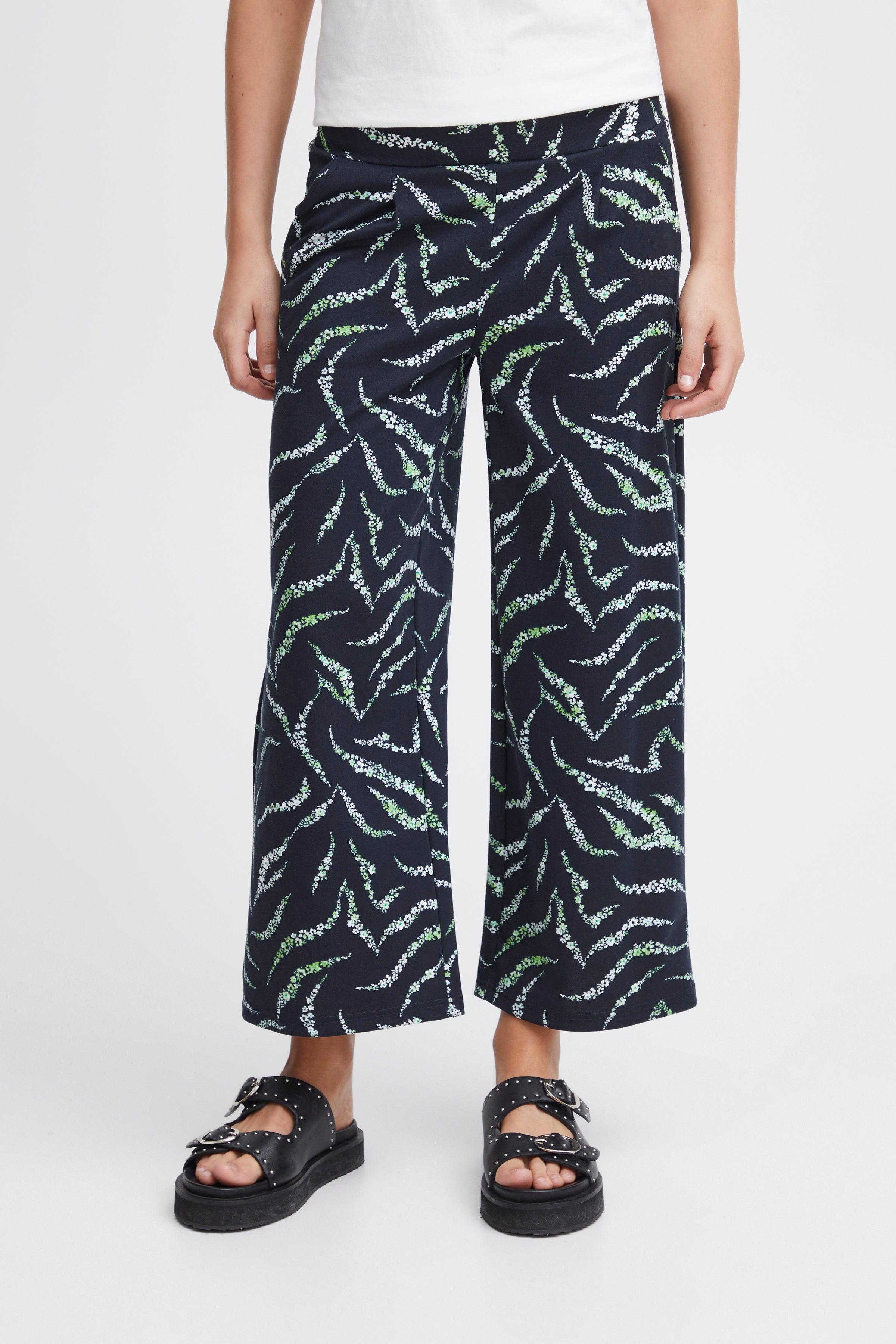 Pantalones ICHI Kate Total Eclipse Zebra Flower - ECRU