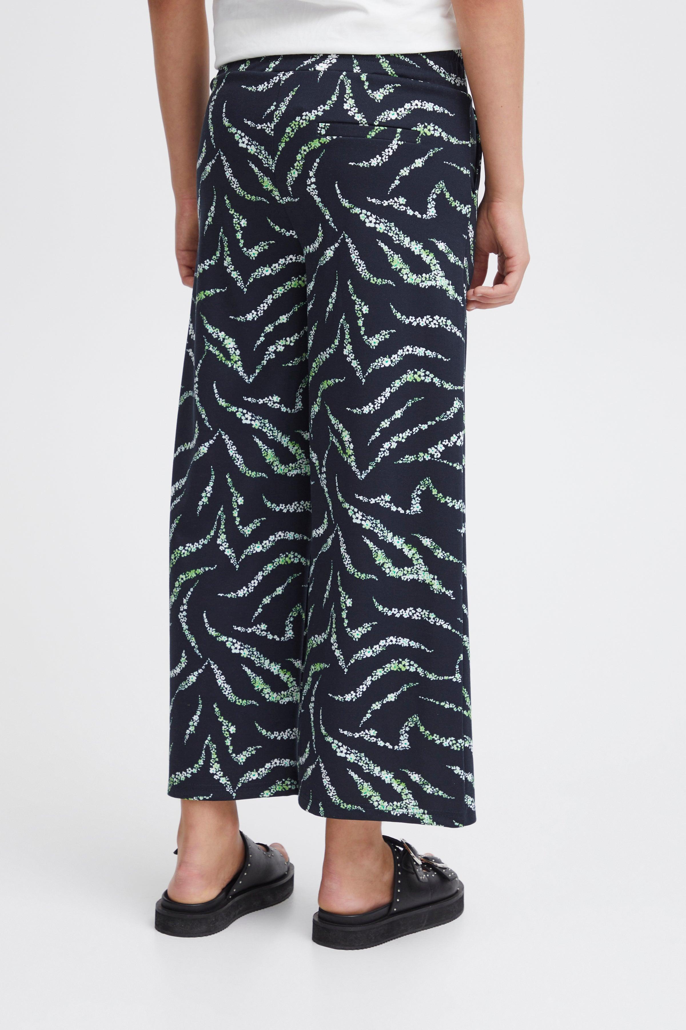 Pantalones ICHI Kate Total Eclipse Zebra Flower - ECRU