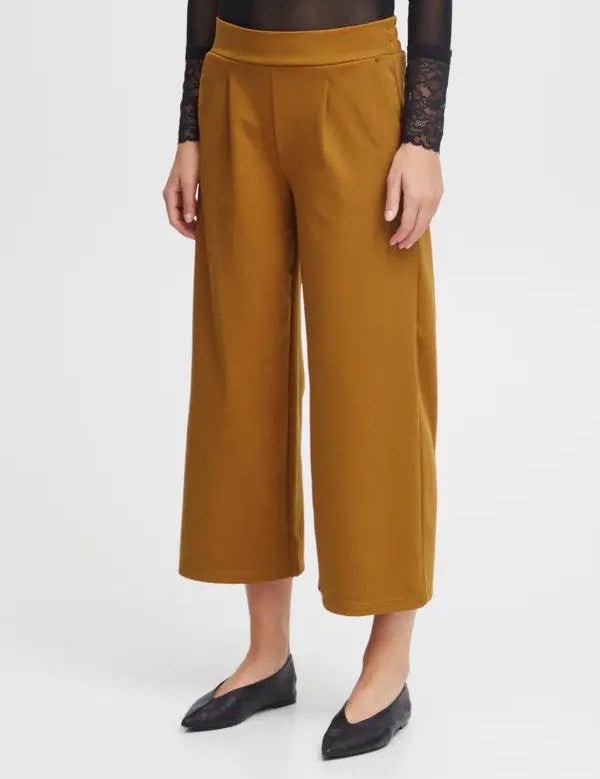 Pantalones ICHI Kate Wide Cathay Spice - ECRU