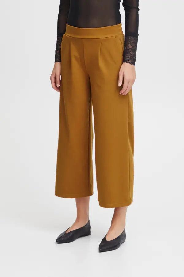 Pantalones ICHI Kate Wide Cathay Spice - ECRU