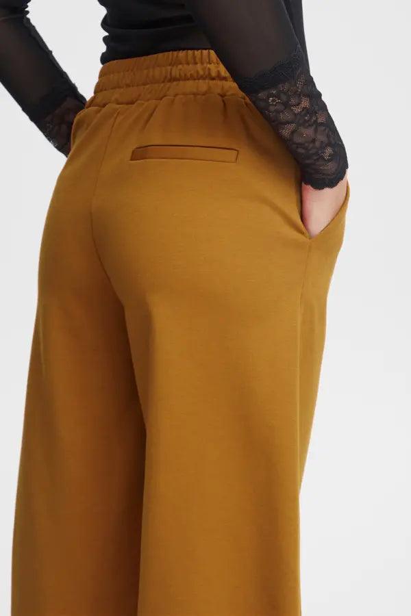 Pantalones ICHI Kate Wide Cathay Spice - ECRU