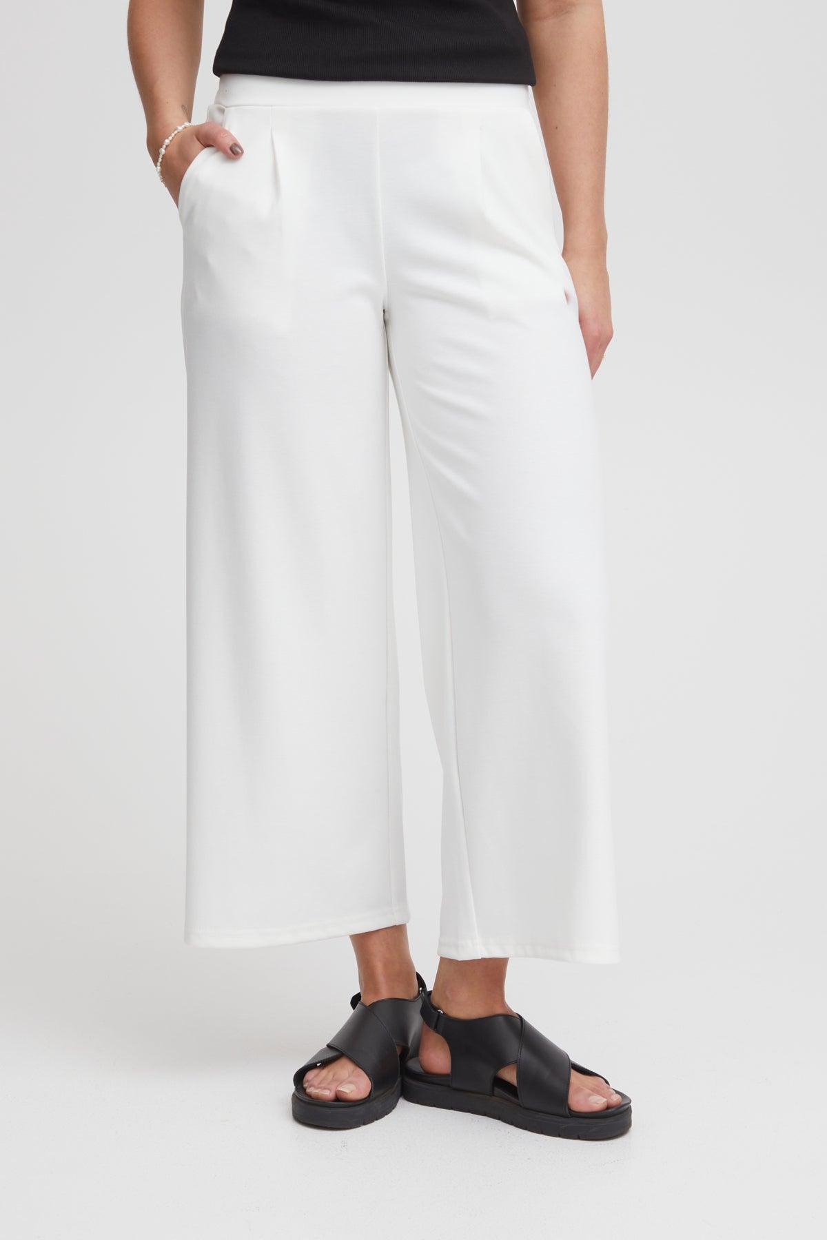 Pantalones ICHI Kate Wide Cloud Dancer - ECRU