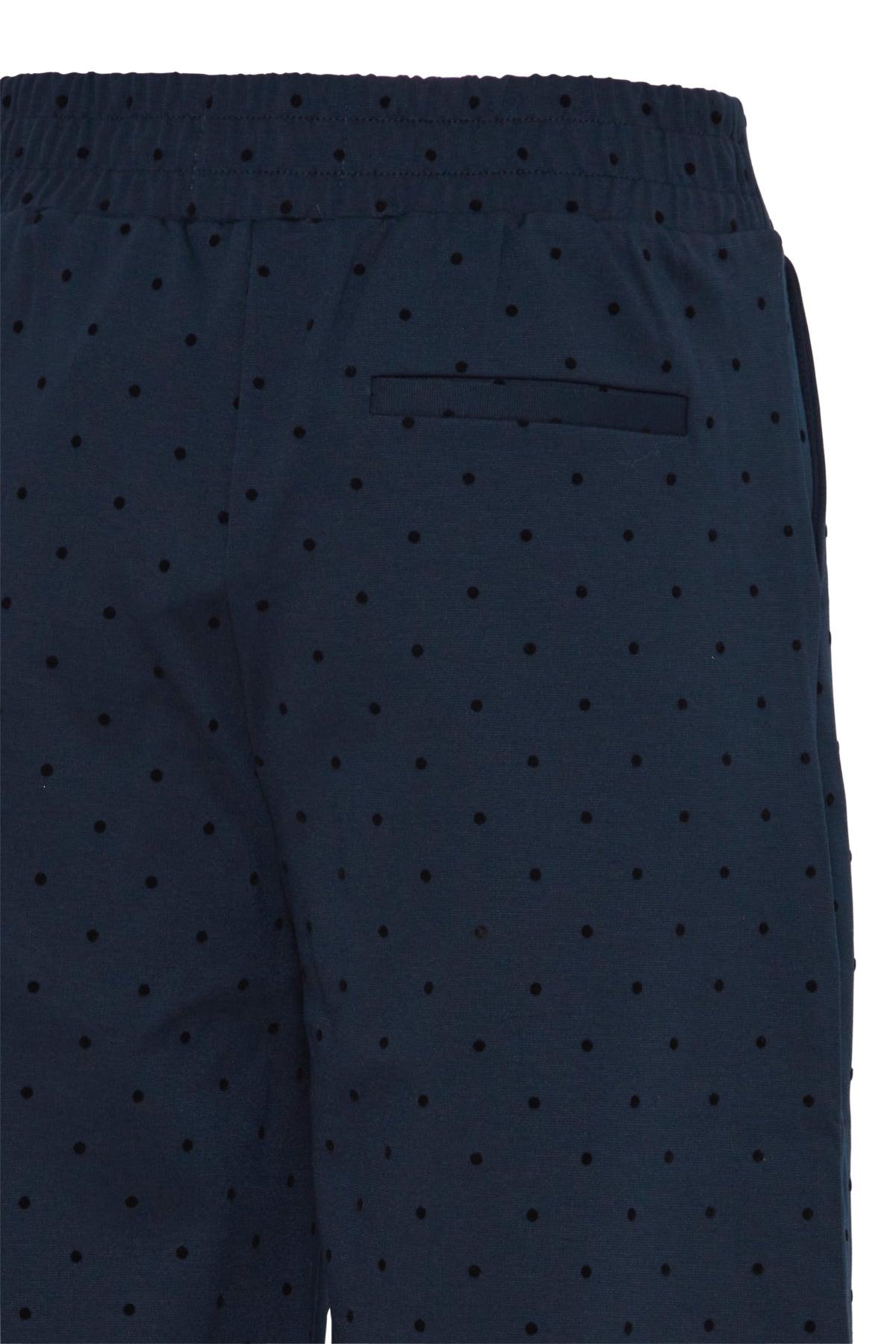 Pantalones ICHI Kate Wide Print Dot Total Eclipse - ECRU