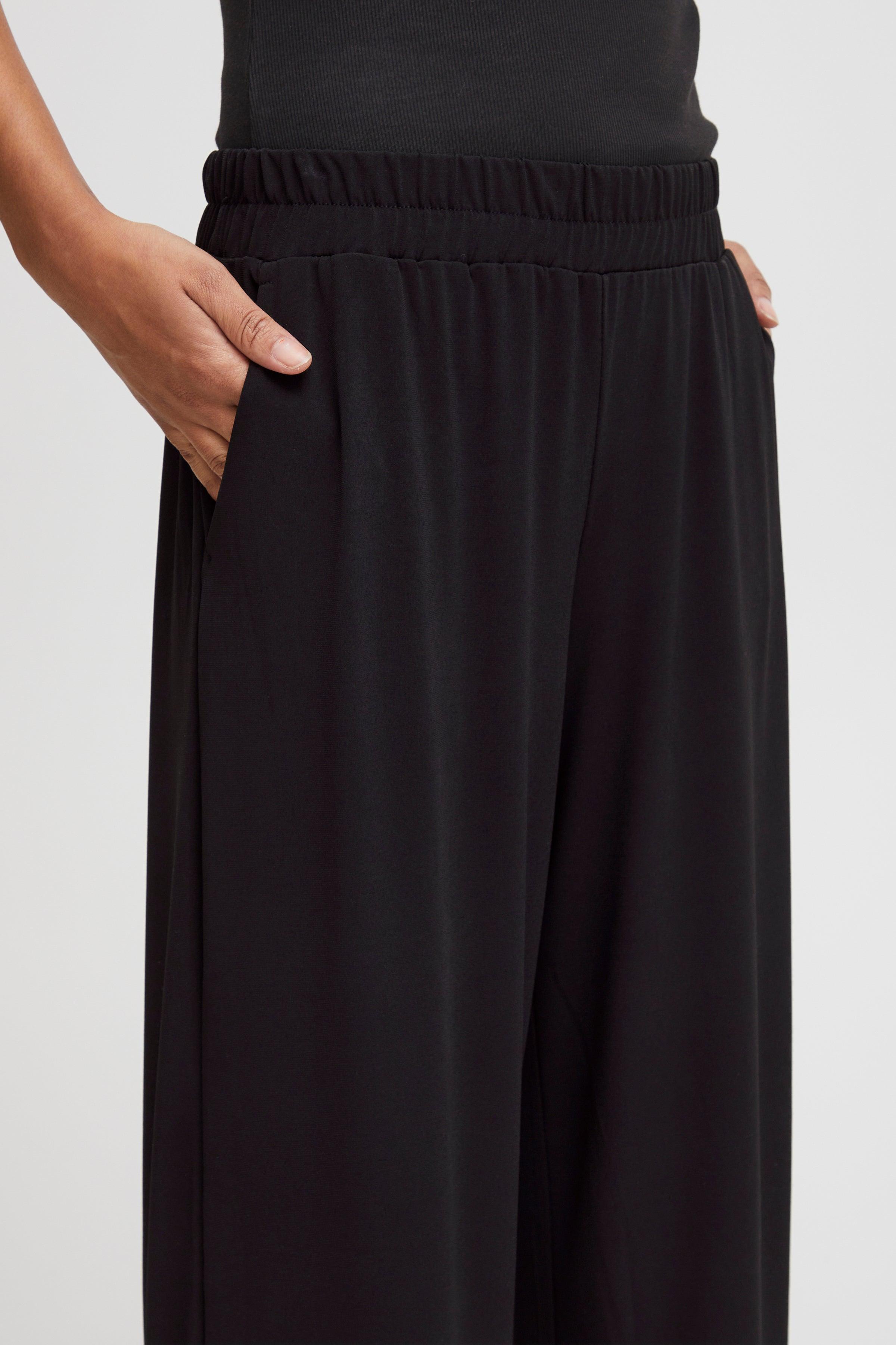 Pantalones ICHI Lima Black - ECRU