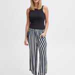 Pantalones ICHI Marrakech Total Eclipse Stripes - ECRU