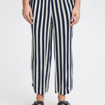 Pantalones ICHI Marrakech Total Eclipse Stripes - ECRU