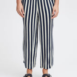 Pantalones ICHI Marrakech Total Eclipse Stripes - ECRU