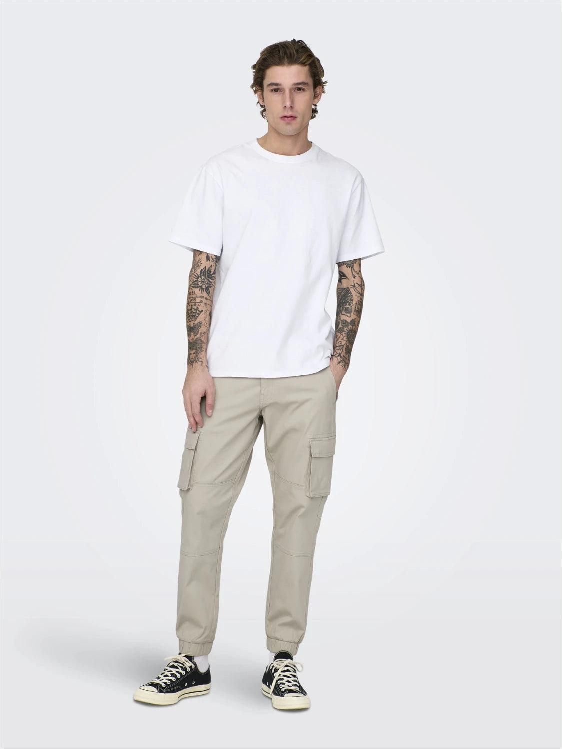 Pantalones Only&Sons Cargo Cam Silver Lining - ECRU