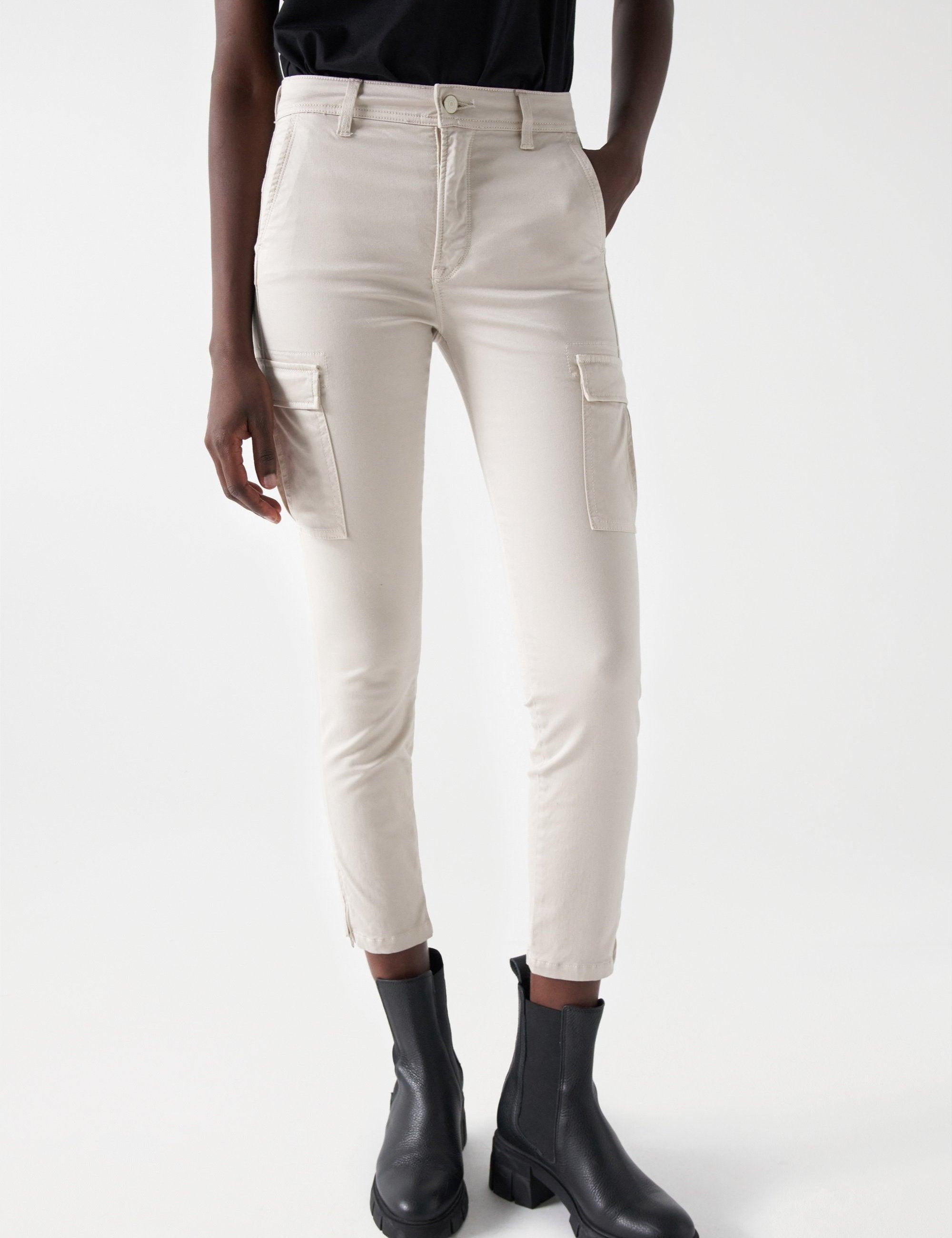 Pantalones Salsa Jeans Push In Faith Cargo Pearl - ECRU