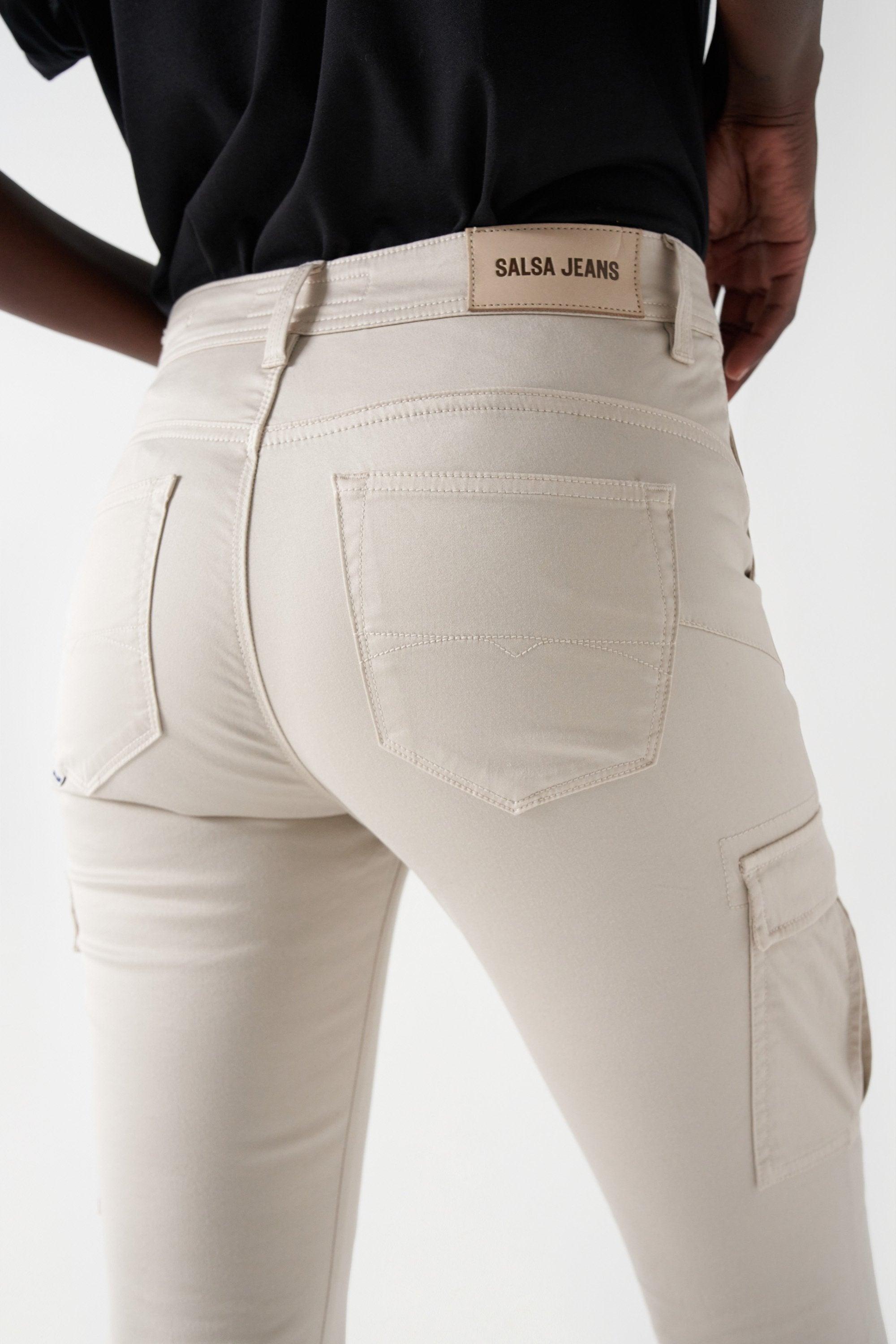 Pantalones Salsa Jeans Push In Faith Cargo Pearl - ECRU