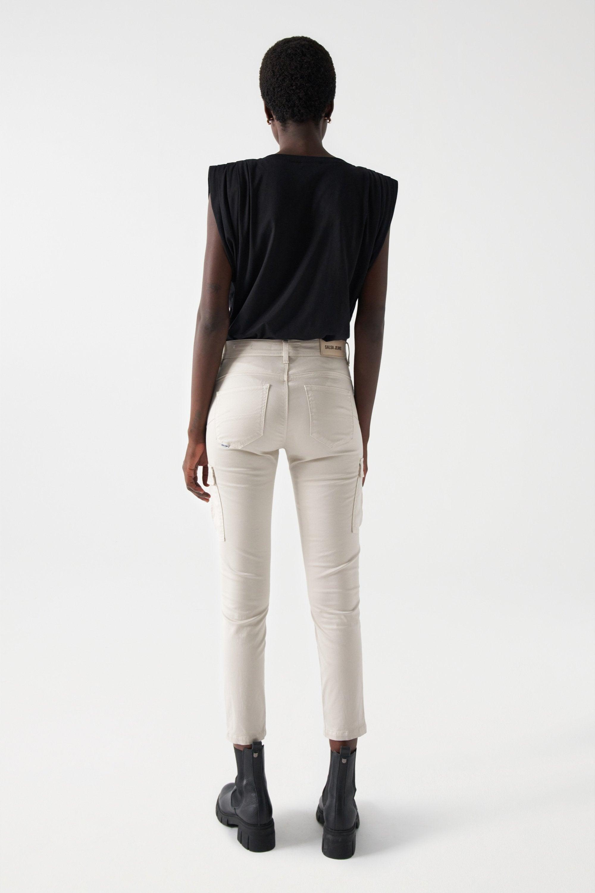 Pantalones Salsa Jeans Push In Faith Cargo Pearl - ECRU