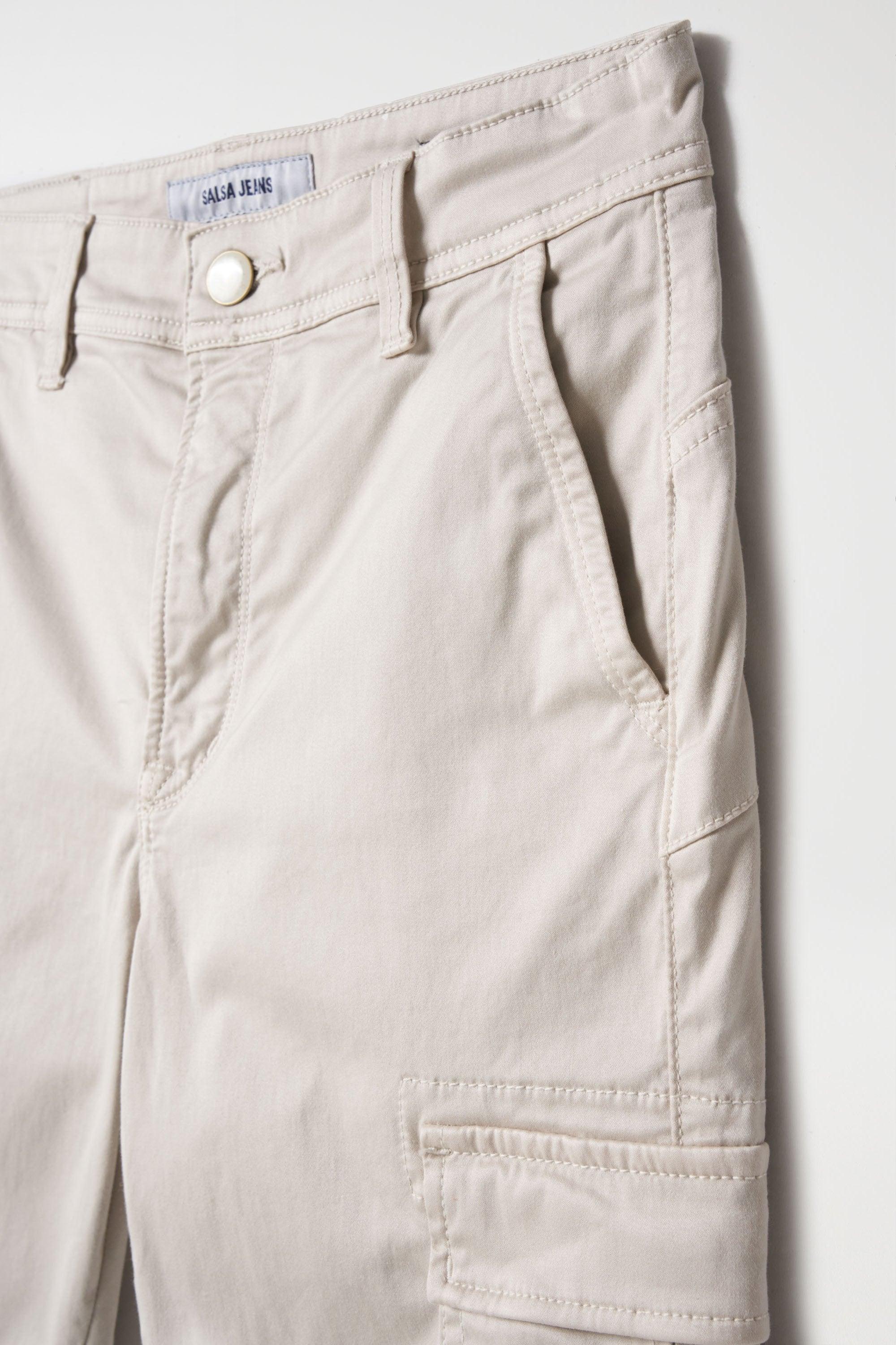 Pantalones Salsa Jeans Push In Faith Cargo Pearl - ECRU