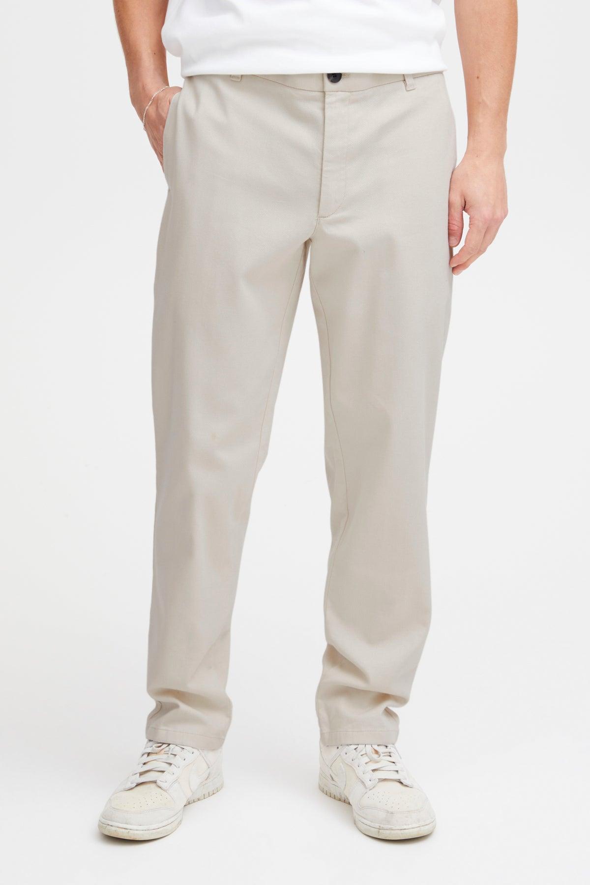 Pantalones !Solid Filip Structure Elastic Oatmeal - ECRU