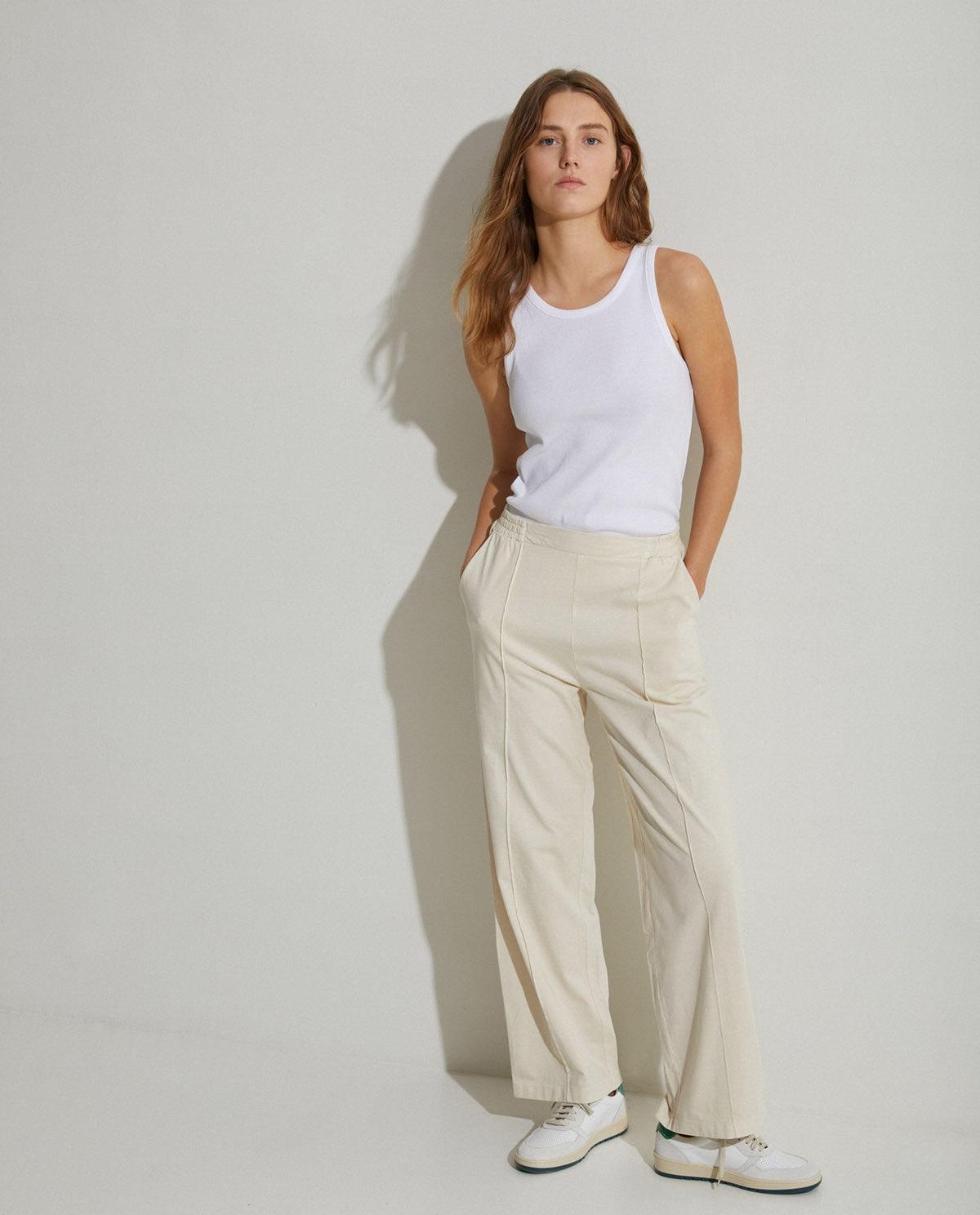 Pantalones Yerse Jena Punto Natural - ECRU