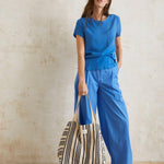 Pantalones Yerse Wide Leg Azul - ECRU