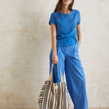 Pantalones Yerse Wide Leg Azul - ECRU