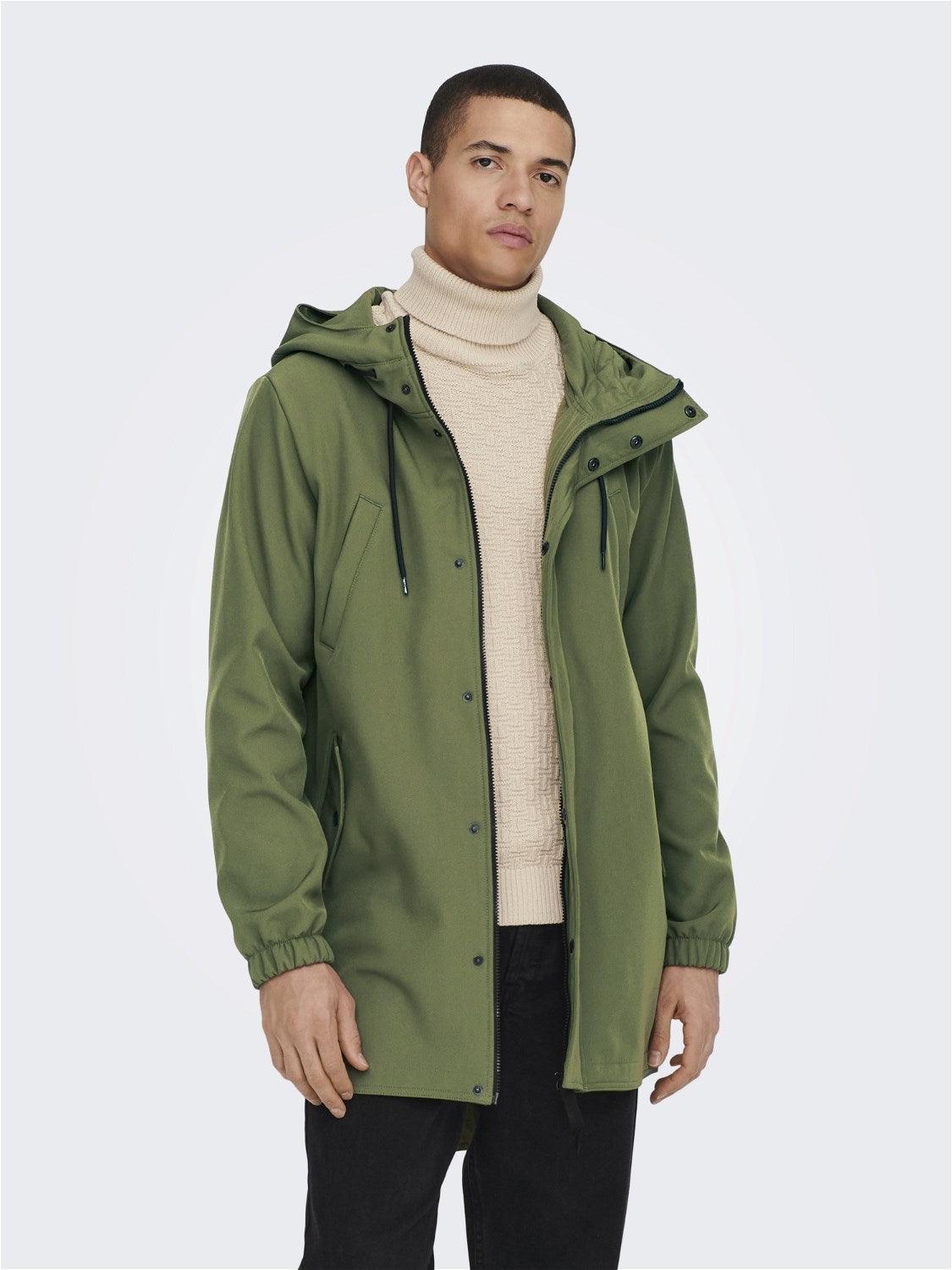 Parka Only&Sons Hall Softshell Oliva - ECRU