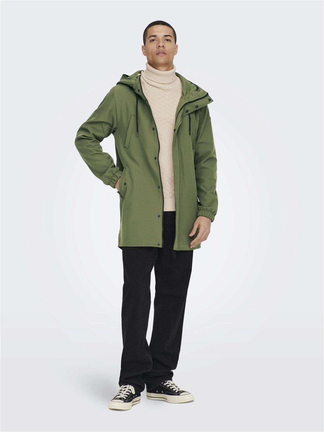 Parka Only&Sons Hall Softshell Oliva - ECRU