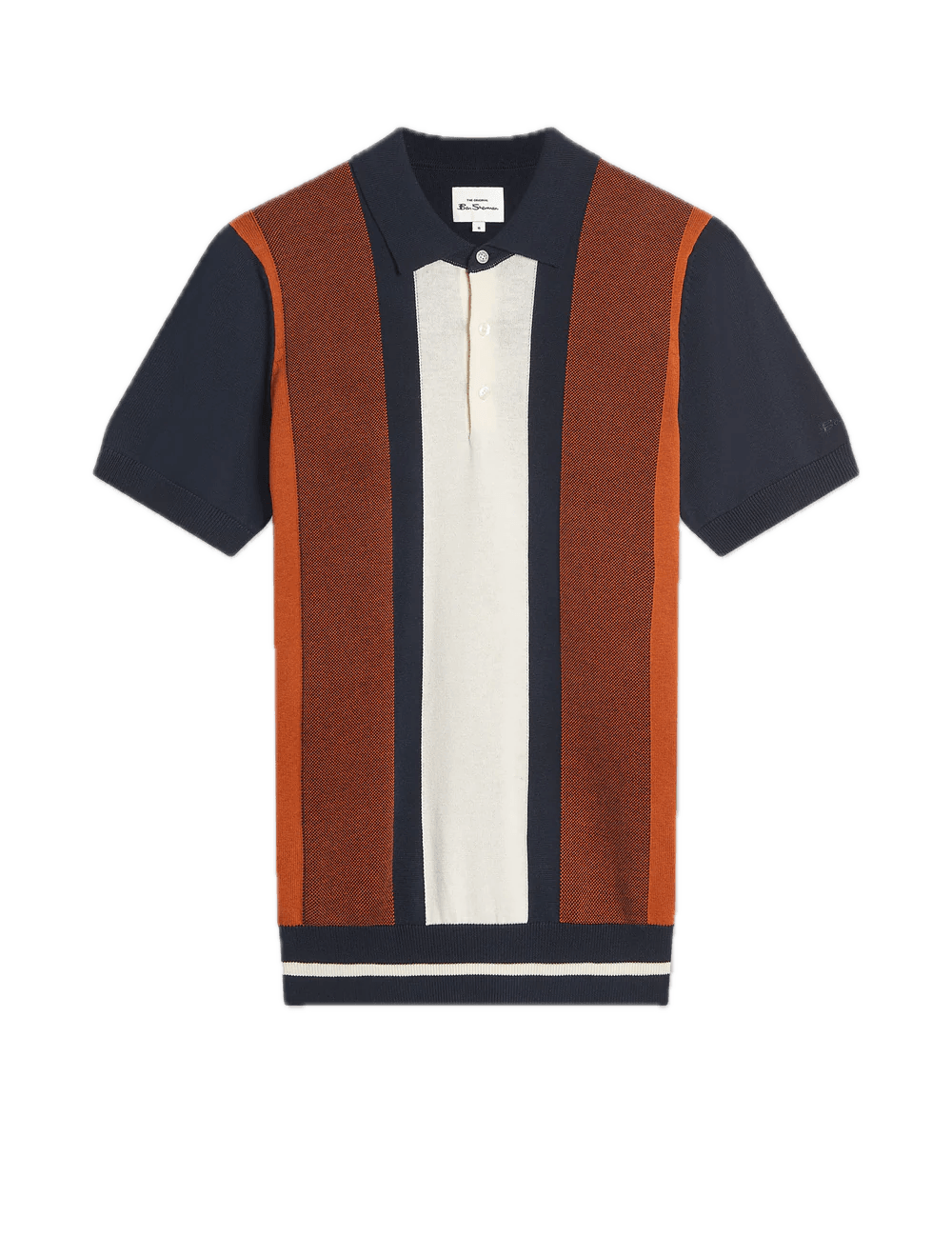 Polo Ben Sherman de Punto a Rayas Verticales Dark Navy - ECRU