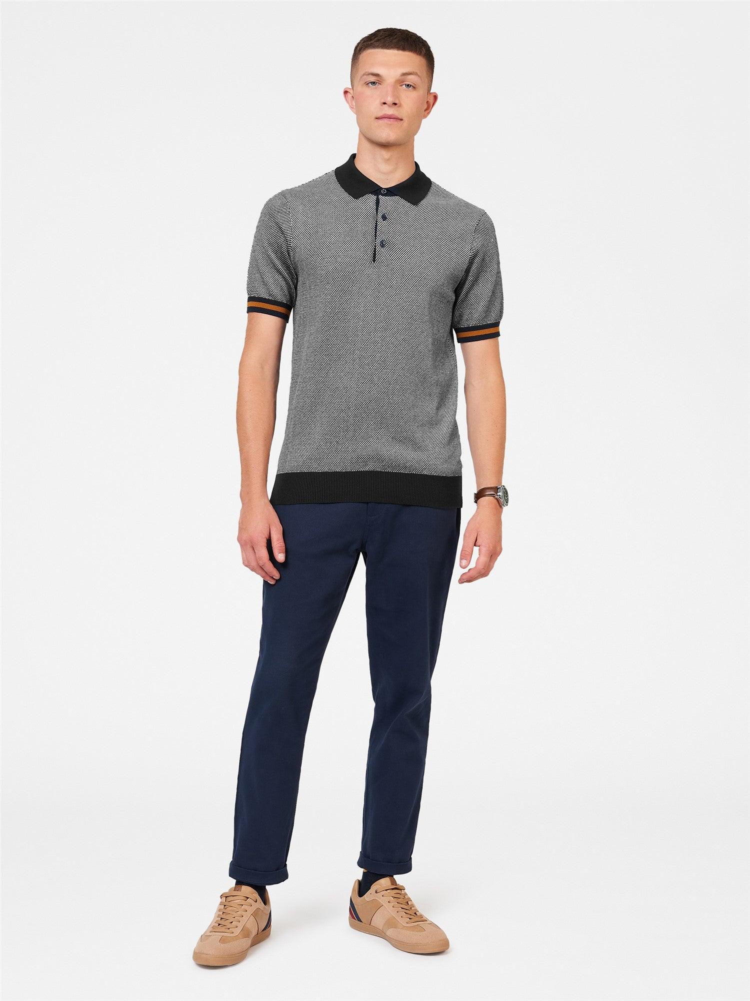 Polo Ben Sherman de Punto Texturizado Dark Navy - ECRU