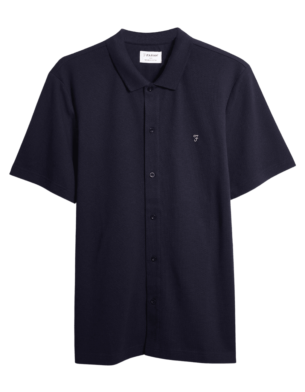 Polo Farah Lesser Regular Fit Bubble Stitch en True Navy - ECRU