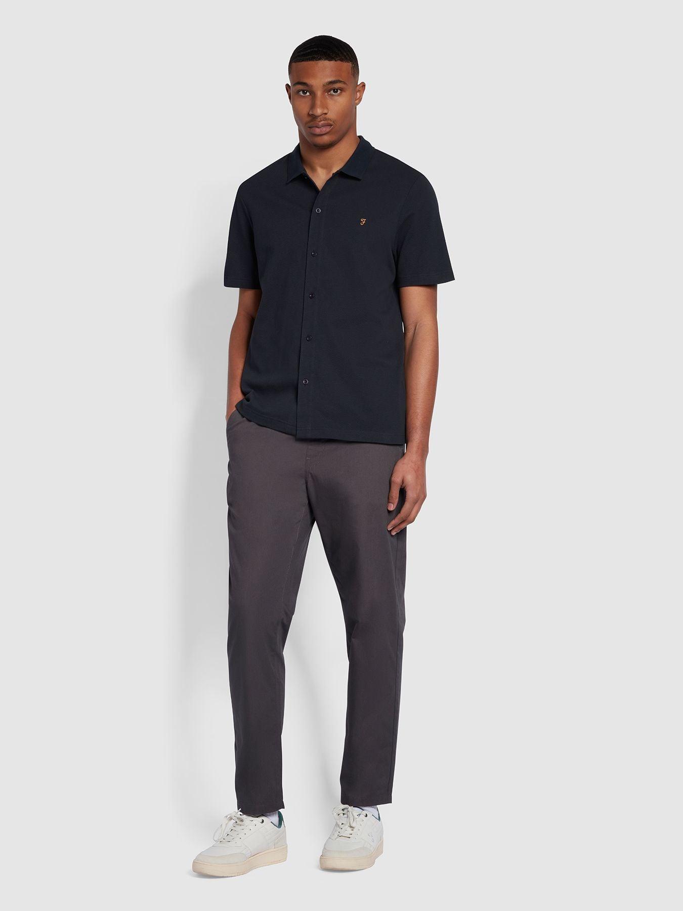 Polo Farah Lesser Regular Fit Bubble Stitch en True Navy - ECRU