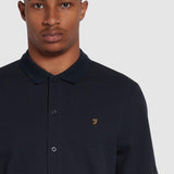 Polo Farah Lesser Regular Fit Bubble Stitch en True Navy - ECRU