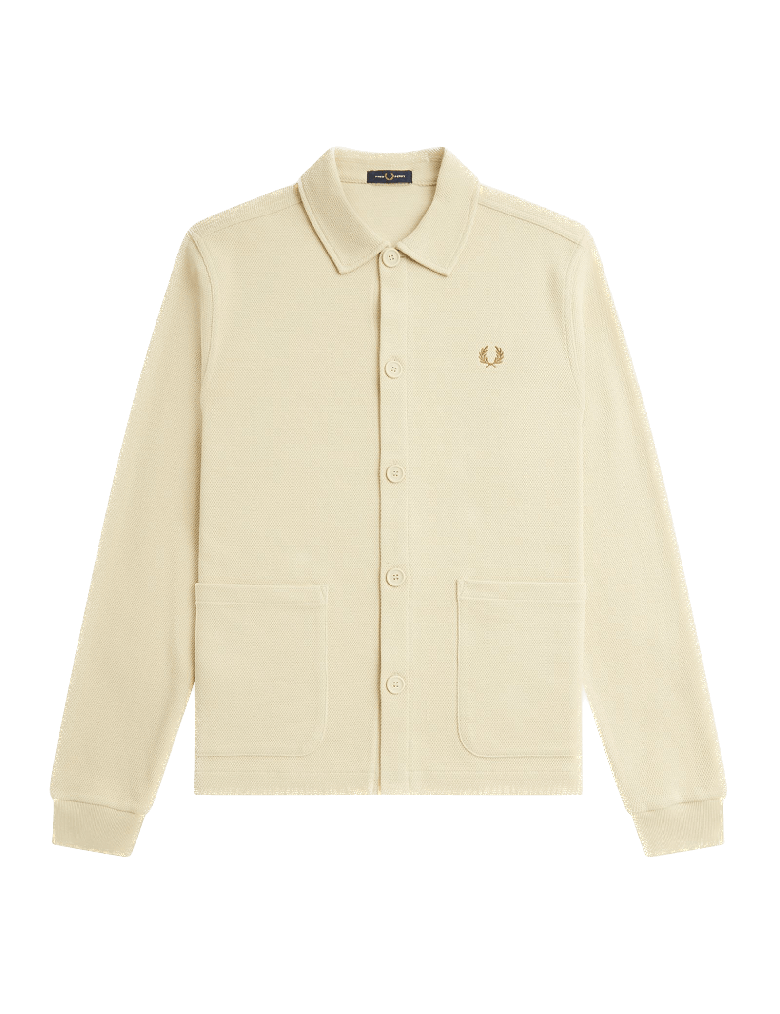 Polo Fred Perry de punto y manga larga con botones - ECRU