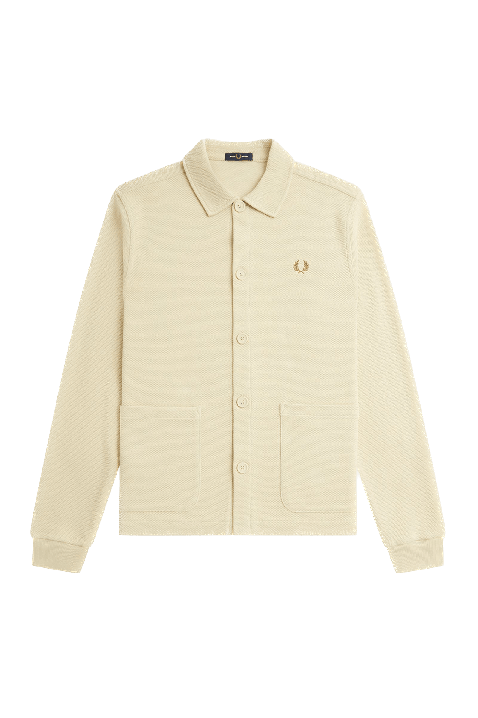 Polo Fred Perry de punto y manga larga con botones - ECRU