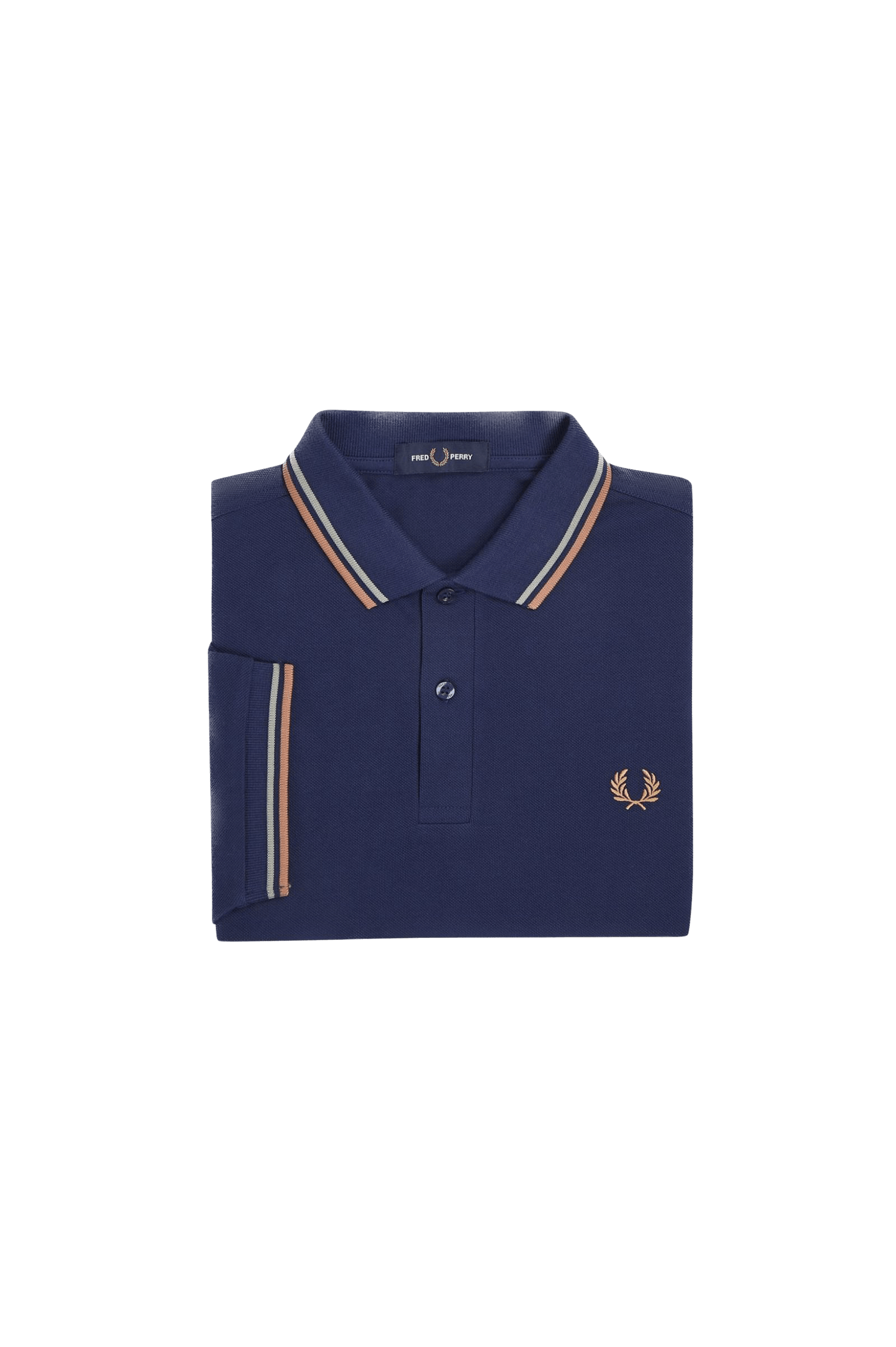 Polo Fred Perry M3600 Azul marino francés Alga marina Óxido claro - ECRU