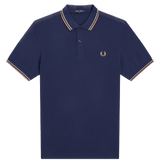 Polo Fred Perry M3600 Azul marino francés Alga marina Óxido claro - ECRU