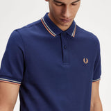 Polo Fred Perry M3600 Azul marino francés Alga marina Óxido claro - ECRU