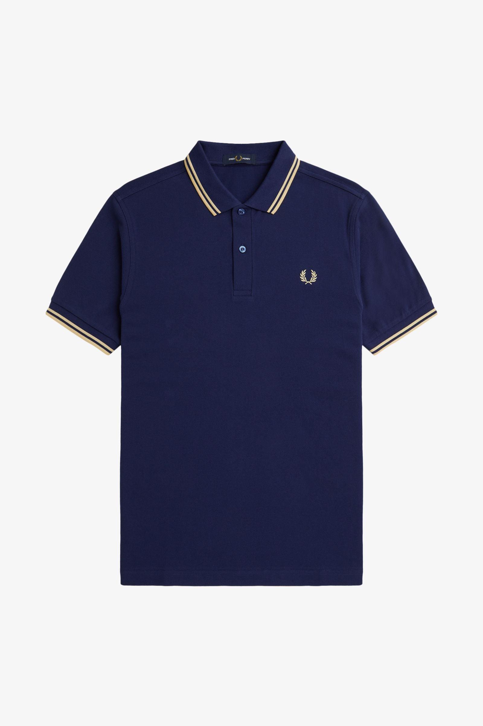 Polo Fred Perry M3600 Azul Marino Francés Helado - ECRU