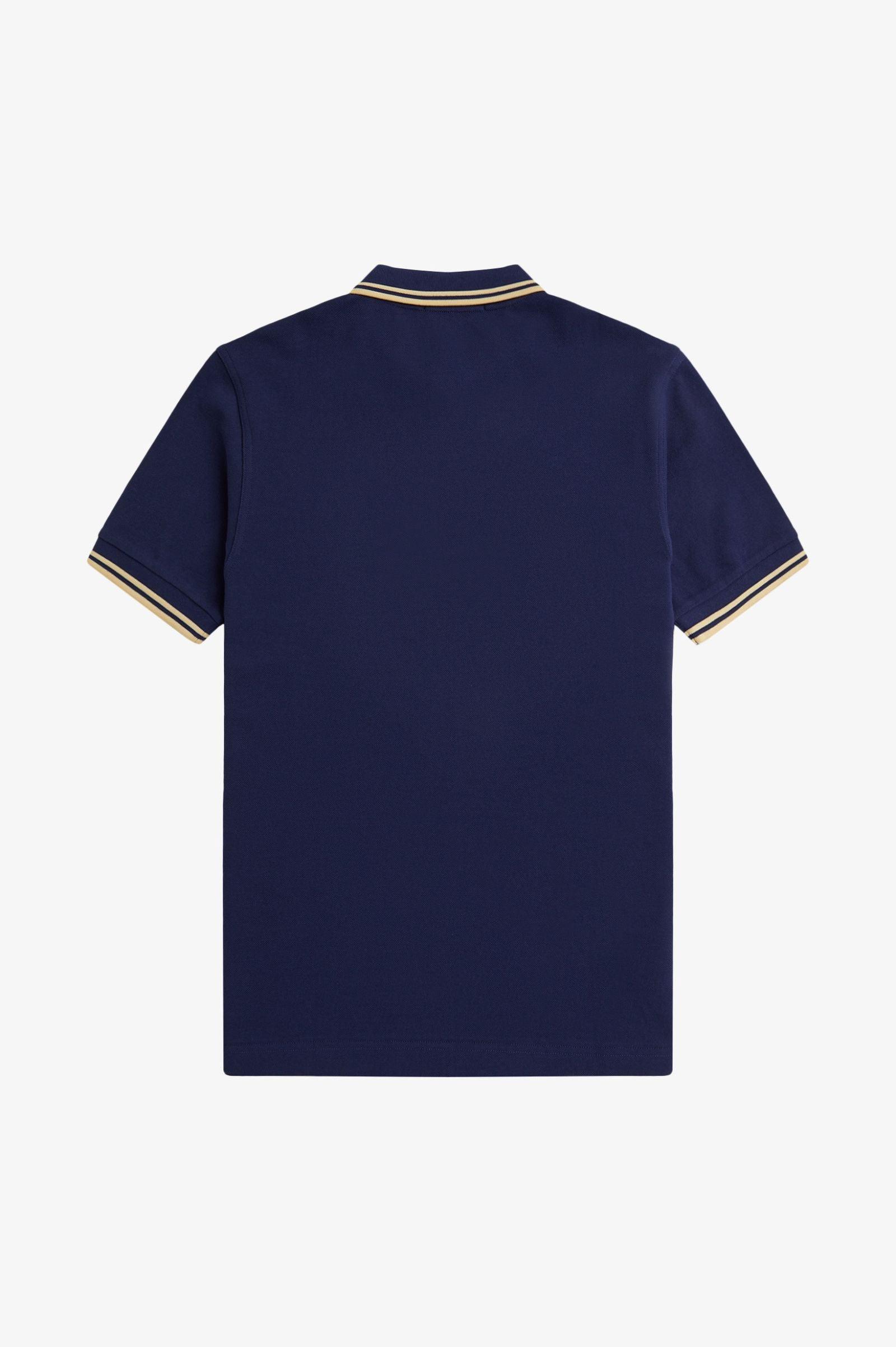 Polo Fred Perry M3600 Azul Marino Francés Helado - ECRU