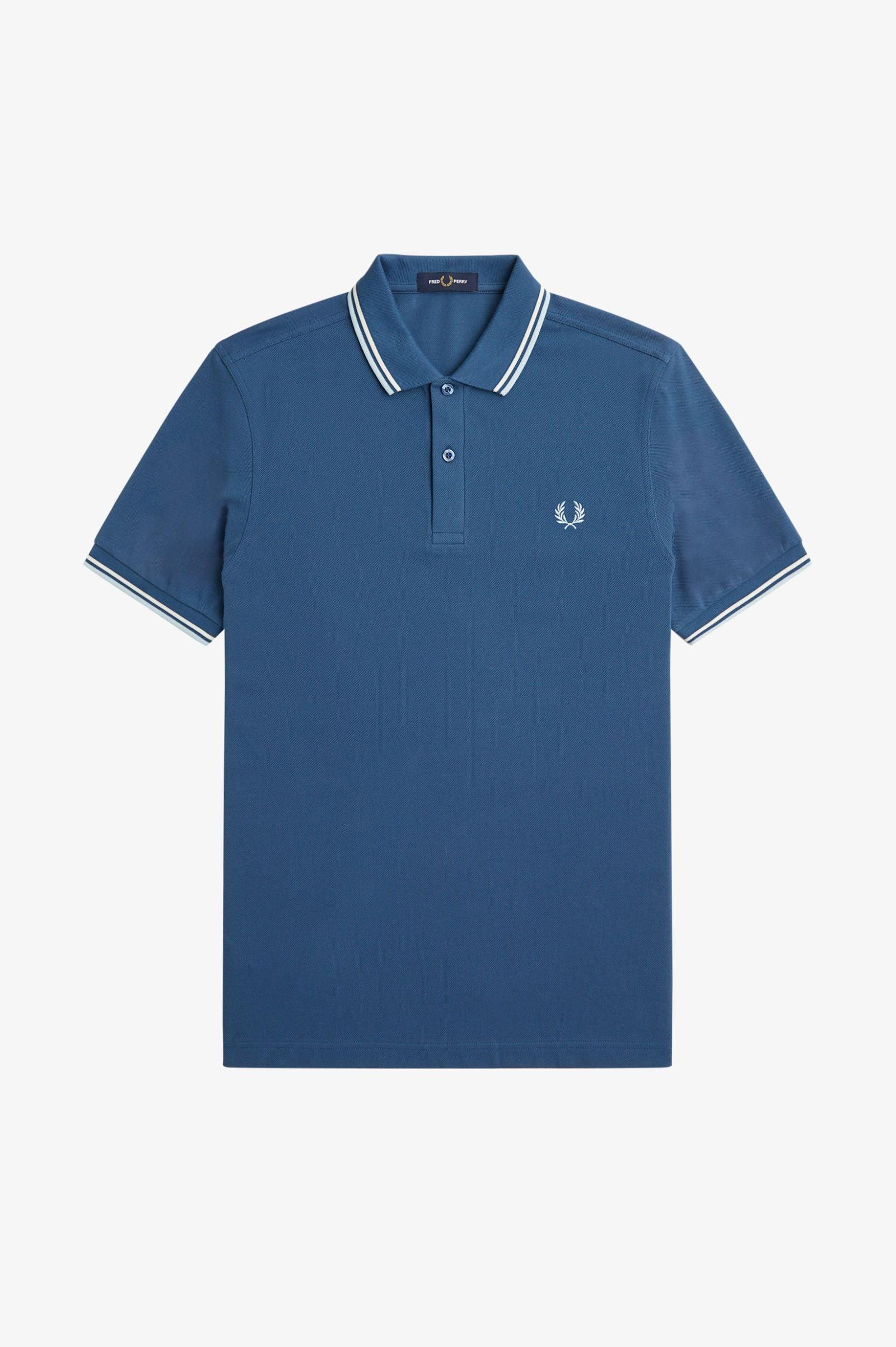 Polo Fred Perry M3600 Azul Medianoche Crudo Hielo Claro - ECRU