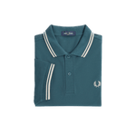 Polo Fred Perry M3600 Azul Petróleo Ostra Claro - ECRU