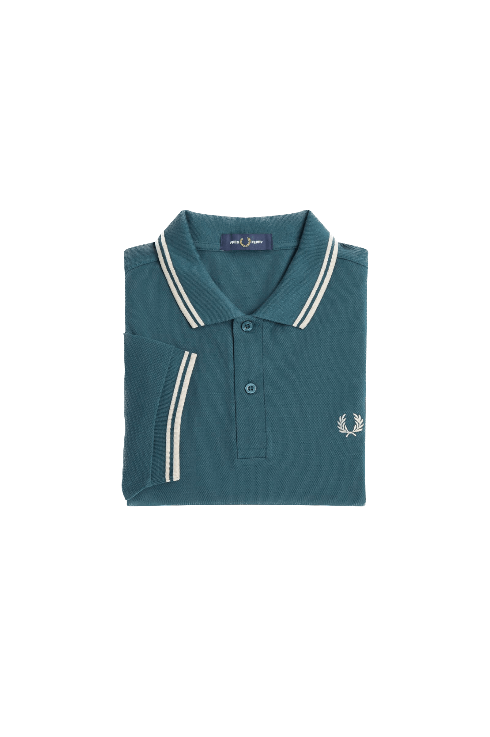 Polo Fred Perry M3600 Azul Petróleo Ostra Claro - ECRU