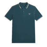 Polo Fred Perry M3600 Azul Petróleo Ostra Claro - ECRU